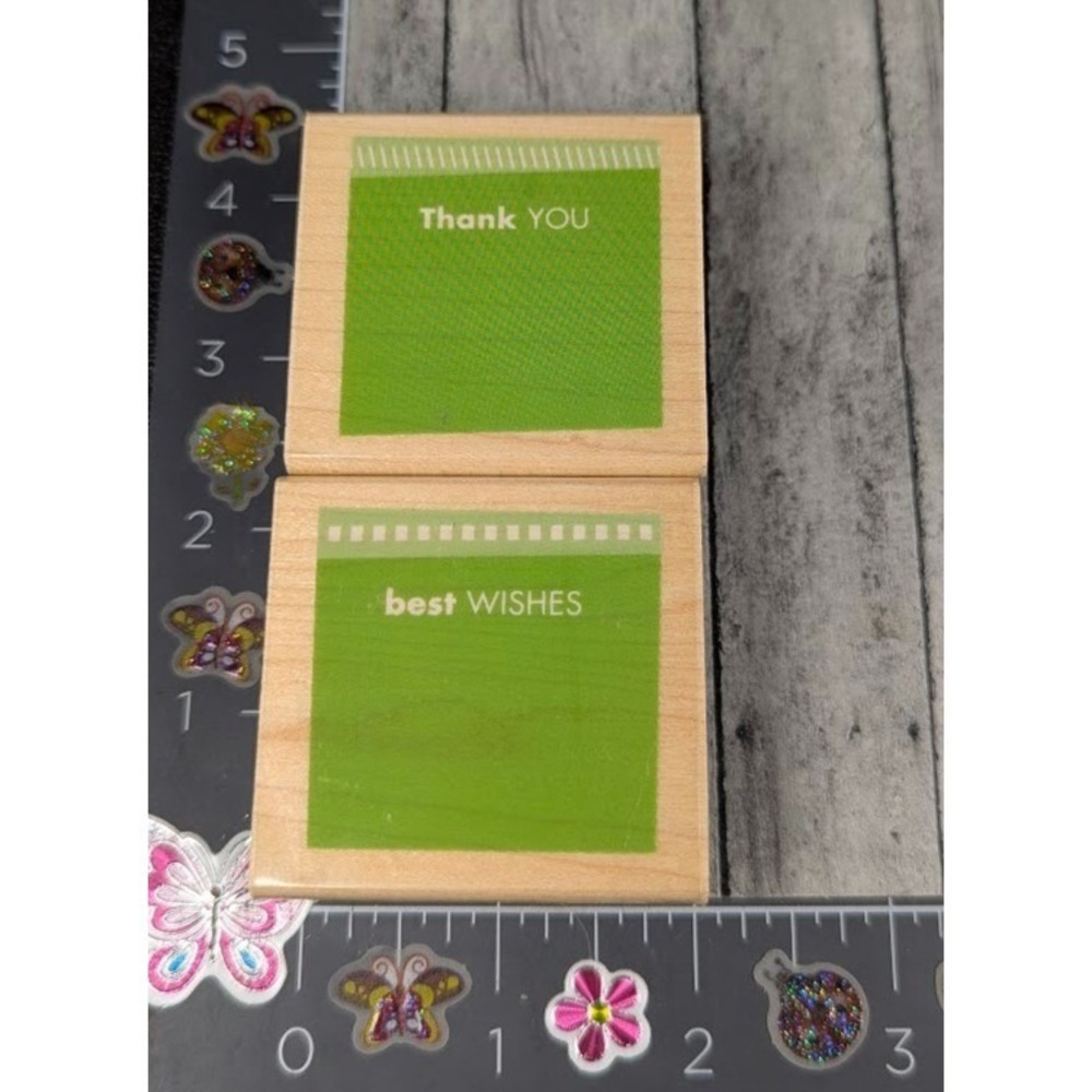 Hero Arts Thank You Best Wishes Lot of 2 Rubber Stamp Wood #L21
